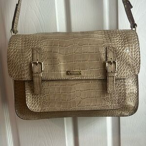 Kate Spade neutral crocodile handbag. Neutral Tan/ Grey ( Greige ) color